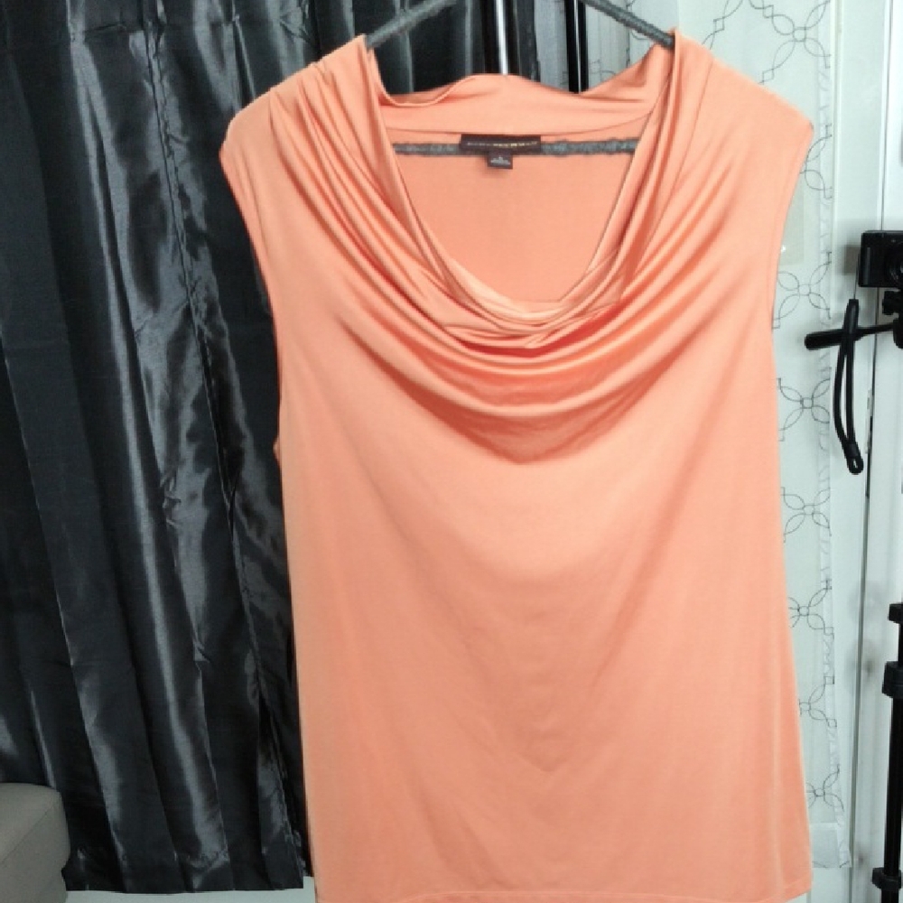 Dana Buchman Peach Drape Neck Sleeveless Top